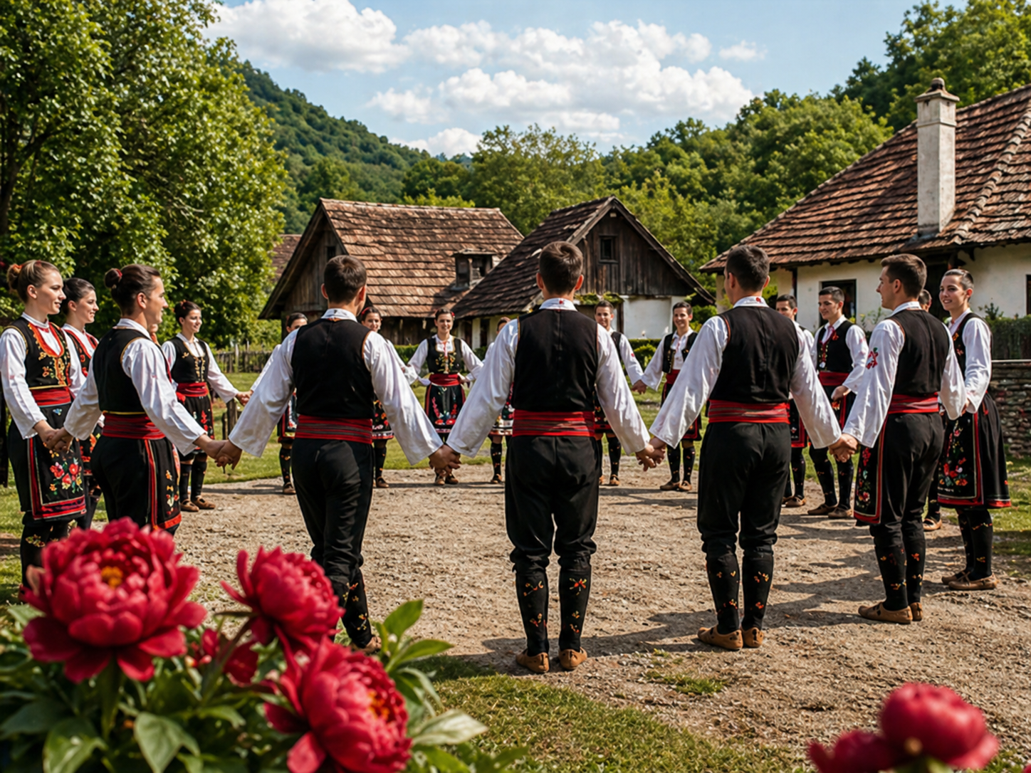 folklorni krug igra srpski folklor selo narodne nošnje KUD ples u krugu